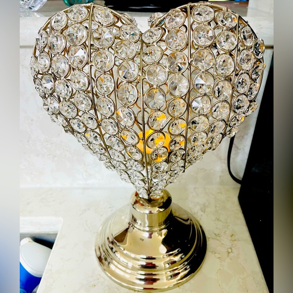 Other - Sparkling Tealight Heart Art Decor - Silver Finish